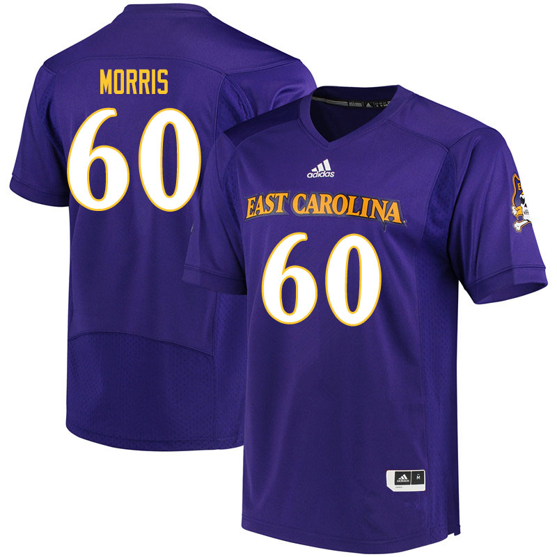 Men #60 Elijah Morris ECU Pirates College Football Jerseys Sale-Purple